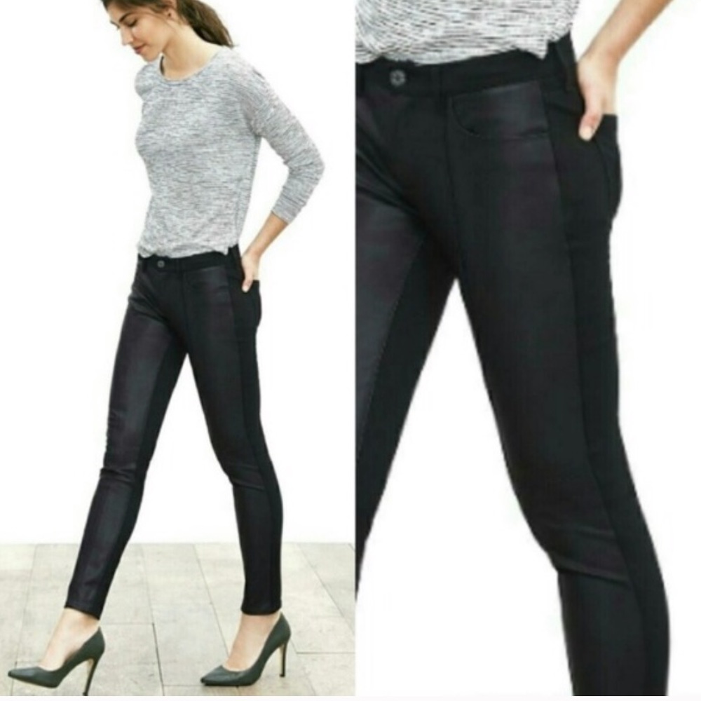 Banana Republic black faux leather front pants